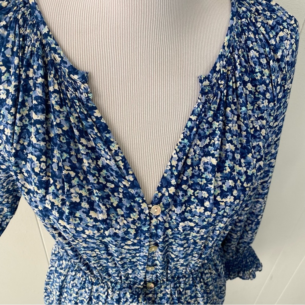 Rails Womens Eliza Blue Floral Print Rayon Fit & Flare Dress Ice Chrysanthemum M - Picture 6 of 14